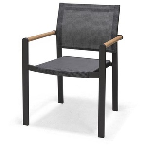 ScanCom Amber stacking Stuhl aus Aluminium mit Armlehne aus Teak