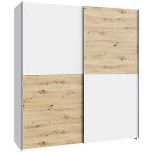 SCHACH &amp; MATT Schwebetürenschrank, Dekor M870 weiß/Sonoma Eiche, 2 Schwebetüren