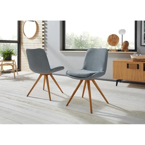 Schalenstuhl INOSIGN Malmö Stühle Gr. B/H/T: 52,5 cm x 86,5 cm x 64 cm, 2 St., Struktur (100% Polyester), Massivholz, blau (blau, eiche natur) Esszimmerstuhl Schalenstuhl Küchenstühle Stühle Bezug in Strukturstoff oder Leder und das Gestell Eiche