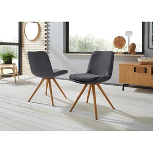 Schalenstuhl INOSIGN Malmö Stühle Gr. B/H/T: 52,5 cm x 86,5 cm x 64 cm, 2 St., Struktur (100% Polyester), Massivholz, grau (dunkelgrau, eiche natur) Esszimmerstuhl Schalenstuhl Küchenstühle Stühle Bezug in Strukturstoff oder Leder und das Gestell Eiche