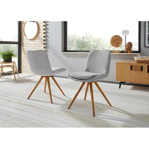 Schalenstuhl INOSIGN Malmö Stühle Gr. B/H/T: 52,5 cm x 86,5 cm x 64 cm, 2 St., Struktur (100% Polyester), Massivholz, grau (grau, eiche natur) Esszimmerstuhl Schalenstuhl Küchenstühle Stühle Bezug in Strukturstoff oder Leder und das Gestell Eiche