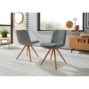 Schalenstuhl INOSIGN Malmö Stühle Gr. B/H/T: 52,5 cm x 86,5 cm x 64 cm, 2 St., Struktur (100% Polyester), Massivholz, grün (grün, eiche natur) Esszimmerstuhl Schalenstuhl Küchenstühle Stühle Bezug in Strukturstoff oder Leder und das Gestell Eiche