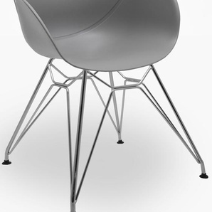 Schalenstuhl NIEHOFF SITZMÖBEL SUSHI Stühle Gr. B/H/T: 59 cm x 85 cm x 58 cm, 4 St., Metall, grau (grau, silberfarben) Schalenstühle 4er set mit Trapezgestell, Sitzhöhe ca. 48 cm