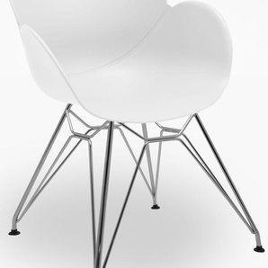 Schalenstuhl NIEHOFF SITZMÖBEL SUSHI Stühle Gr. B/H/T: 59 cm x 85 cm x 58 cm, 4 St., Metall, weiß (weiß, silberfarben) Schalenstühle 4er set mit Trapezgestell, Sitzhöhe ca. 48 cm