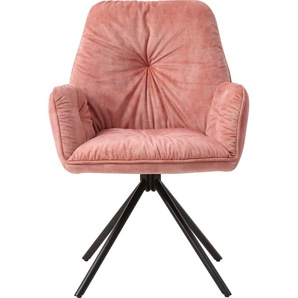 Schalenstuhl SALESFEVER Stühle Gr. B/H/T: 61 cm x 90 cm x 59 cm, Samtvelours Samtoptik, Metall, rosa (rose, schwarz, schwarz) Schalenstühle