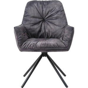 Schalenstuhl SALESFEVER Stühle Gr. B/H/T: 61 cm x 90 cm x 59 cm, Samtvelours Samtoptik, Metall, schwarz (anthrazit, schwarz, schwarz) Schalenstühle