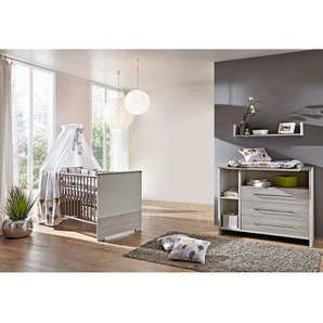 Schardt Babyzimmer Eco Silber 2-teilig Weiß/Holzdekor Pinie Silber Hartfaserplatte Modern