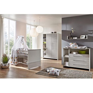 Schardt Babyzimmer Eco Silber 3-teilig Weiß/Holzdekor Pinie Silber Hartfaserplatte Modern