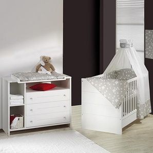 Schardt Babyzimmer Eco Stripe 2-teilig Weiß Buche Massiv/MDF Modern