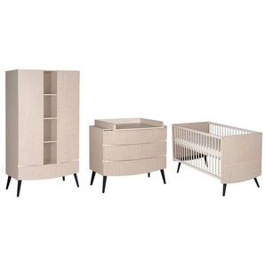 Schardt Babyzimmer, Schwarz, Beige, Holz, Holzwerkstoff, Buche, vollmassiv, 2 Fächer, 3 Schubladen, DIN EN 12221, zum Juniorbett umbaubar, Aufbauanleitung im Karton, Lattenrost inklusive, Schlupfsprossen, Babymöbel, Babyzimmer-Sets