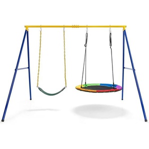 Schaukelgestell mit Doppelschaukel, bis 300kg, Schaukelgerüst Baumschaukel Metallahmen Spielplatz Nestschaukel - Costway
