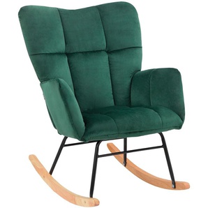 Schaukelsessel INOSIGN Anika Sessel Gr. Veloursstoff, B/H/T: 71 cm x 98 cm x 89 cm, bunt (dunkelgrün, schwarz, esche) Schaukelsessel Sitz und Rücken gepolstert, Beine aus Metall Holz, Sitzhöhe 48 cm