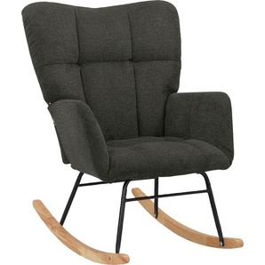 Schaukelsessel INOSIGN Anika Sessel Gr. Webstoff, B/H/T: 71 cm x 98 cm x 89 cm, schwarz (anthrazit, schwarz, esche) Schaukelsessel Sitz und Rücken gepolstert, Beine aus Metall Holz, Sitzhöhe 48 cm