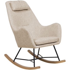 Schaukelsessel Beige Polsterbezug Holzbeine Wohnzimmer Kinderzimmer stilvoll