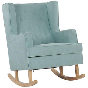 Schaukelsessel Mintgrün Polsterbezug mit Armlehnen Holzbeine Chesterfield Look Wohnzimmer Schlafzimmer Wohnbereich