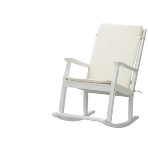 Schaukelstuhl aus Akazienholz - weiß - Materialmix - 62 cm - 105 cm - cm 94,0 | Möbel Kraft