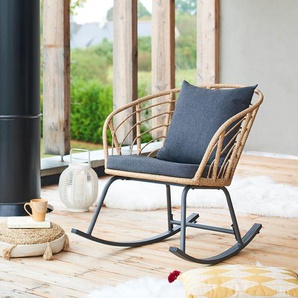 Schaukelstuhl Cherone Stahl mit Epoxidbeschichtung, Kunststoffrattan, Polyester Hespéride
