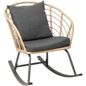 Schaukelstuhl Cherone Stahl mit Epoxidbeschichtung, Kunststoffrattan, Polyester