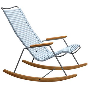 Schaukelstuhl Click Houe Lamellen hellblau, Kufen Bambus, Designer Henrik Pedersen, 92x100 cm