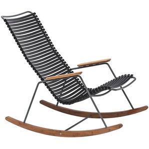 Schaukelstuhl Click Houe Lamellen schwarz, Kufen Bambus, Designer Henrik Pedersen, 92x64x100 cm