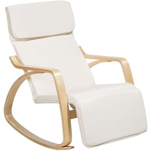 Schaukelstuhl Creme Polsterbezug Birkenholzbeine Wohnzimmer Kinderzimmer elegant