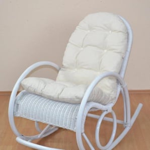 Schaukelstuhl HOME AFFAIRE Stühle Gr. B/H/T: 60 cm x 100 cm x 116 cm, mit Kissen, weiß Schaukelstühle Stühle