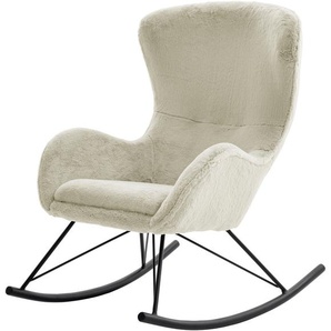 Schaukelstuhl MCA FURNITURE ORIOLO Stühle Gr. B/H/T: 69 cm x 103 cm x 97 cm, Polyester, Metall, beige (creme, schwarz matt lackiert) Schaukelstühle in kuscheliger Teddy Optik