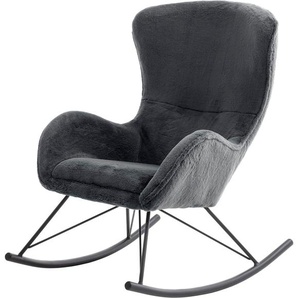 Schaukelstuhl MCA FURNITURE ORIOLO Stühle Gr. B/H/T: 69 cm x 103 cm x 97 cm, Polyester, Metall, grau (anthrazit, schwarz matt lackiert) Schaukelstühle