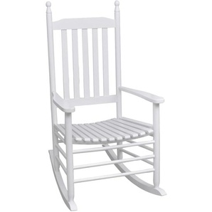 Schaukelstuhl mit Gebogener Sitzfläche Weiß Holz