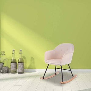Schaukelstuhl Relaxstuhl Sessel Schaukelsessel Schwingsessel Samt Stahl Massivholz Cremeweiß - Woltu