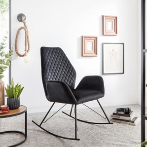 Schaukelstuhl Schwarz 73x94x84 cm Design Relaxsessel Samt / Metall