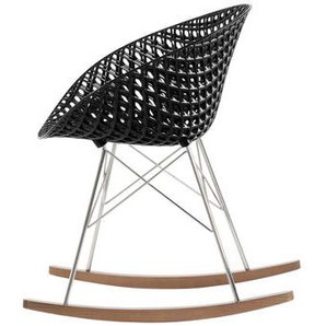 Schaukelstuhl Smatrik plastikmaterial schwarz / Kufen aus Holz - Kartell - Schwarz