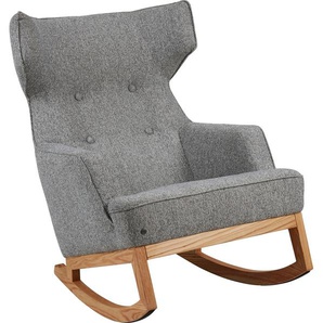 Schaukelstuhl TOM TAILOR COZY Stühle Gr. B/H/T: 80 cm x 115 cm x 88 cm, Chenillestoff TSE, grau (mouse grey tse 29) Schaukelstühle im Retrolook, mit Kedernaht und Knöpfen, Füße Eiche natur