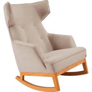 Schaukelstuhl TOM TAILOR COZY Stühle Gr. B/H/T: 80 cm x 115 cm x 88 cm, Struktur fein REC, Massivholz, beige (light sand rec 19) Schaukelstühle Stühle im Retrolook, mit Kedernaht und Knöpfung, Füße Eiche natur