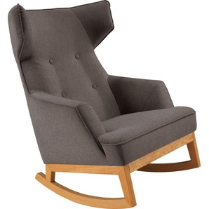 Schaukelstuhl TOM TAILOR COZY Stühle Gr. B/H/T: 80 cm x 115 cm x 88 cm, Struktur fein REC, Massivholz, grau (ash grey rec 119) Schaukelstühle Stühle im Retrolook, mit Kedernaht und Knöpfung, Füße Eiche natur