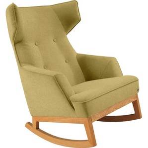 Schaukelstuhl TOM TAILOR COZY Stühle Gr. B/H/T: 80 cm x 115 cm x 88 cm, Struktur fein REC, Massivholz, grün (pear green rec 125) Schaukelstühle Stühle im Retrolook, mit Kedernaht und Knöpfung, Füße Eiche natur