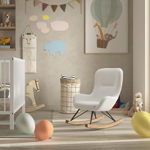 Schaukelstuhl VIPACK Stühle Gr. B/H/T: 55 cm x 69 cm x 65 cm, Bouclé, beige (creme, weiß, creme, weiß) Schaukelstühle für Kinder, weicher Stoff, beruhigendes Schaukeln, zwei Farben