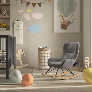 Schaukelstuhl VIPACK Stühle Gr. B/H/T: 55 cm x 69 cm x 65 cm, Bouclé, grau (grau, grau) Schaukelstühle für Kinder, weicher Stoff, beruhigendes Schaukeln, zwei Farben