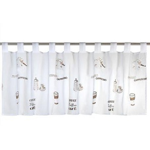 Scheibengardine ELBERSDRUCKE Espresso 06 braun-weiß Gardinen Gr. 48 cm, Schlaufen, 140 cm, braun (weiß, braun) Scheibengardinen transparent Gardine