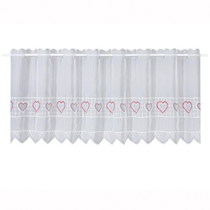 Scheibengardine GERSTER Love Gardinen Gr. 45 cm, Durchzuglöcher, 150 cm, rot Scheibengardinen transparent Gardine HxB: 45x150, mit feinem Stickdesign