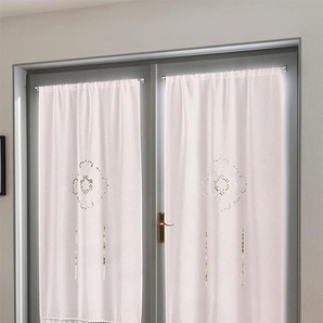 Scheibengardine HEINE HOME Gardinen Gr. 180 cm, Stangendurchzug, 90 cm, weiß Scheibengardinen halbtransparent