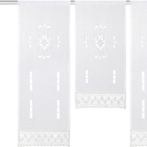Scheibengardine HEINE HOME Gardinen Gr. 80+80+60 cm, Stangendurchzug, 30 cm, weiß Scheibengardinen halbtransparent