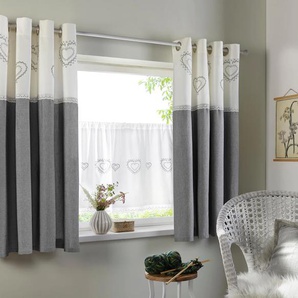Scheibengardine HOME AFFAIRE Louis Gardinen Gr. 45 cm, Stangendurchzug, 90 cm, weiß Scheibengardinen halbtransparent Gardine halbtransparent, nachhaltig, einseitig bedruckt