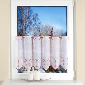 Scheibengardine HOME WOHNIDEEN ADRIANE Gardinen Gr. 45 cm, Stangendurchzug, 130 cm, rot Scheibengardinen transparent Gardine HxB: 45x130, bestickt