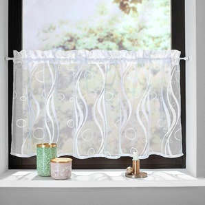 Scheibengardine MY HOME Ramon Gardinen Gr. 60 cm, Stangendurchzug, 120 cm, weiß Scheibengardinen transparent Gardine Transparent, Jacquard, Polyester