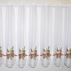 Scheibengardine STICKEREIEN PLAUEN Christrose Gardinen Gr. 50 cm, Stangendurchzug, 95 cm, bunt Scheibengardinen transparent Gardine