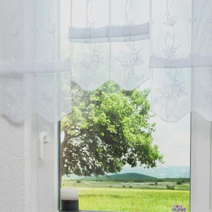 Scheibengardine STICKEREIEN PLAUEN Kiara Gardinen Gr. 95 cm, Stangendurchzug, 193 cm, weiß Scheibengardinen halbtransparent Gardine