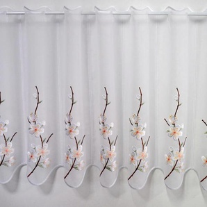 Scheibengardine STICKEREIEN PLAUEN Kirschblüte Gardinen Gr. 50 cm, Stangendurchzug, 193 cm, bunt Scheibengardinen transparent Gardine