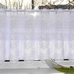 Scheibengardine STICKEREIEN PLAUEN Lilienzeit Gardinen Gr. 40 cm, Stangendurchzug, 193 cm, weiß Scheibengardinen transparent Gardine