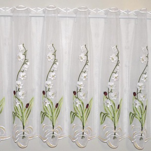 Scheibengardine STICKEREIEN PLAUEN Maiglöckchen Gardinen Gr. 30 cm, Stangendurchzug, 210 cm, bunt Scheibengardinen transparent Gardine